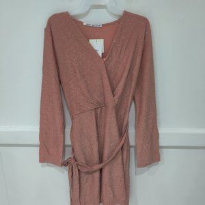 DEFECT Fraiche By J Belted Mini-Dress Sparkle Evening Dress Size L $110 JK564